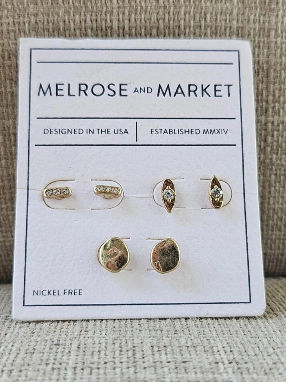 Melrose And Market Earrings Stud Fashion Ear Jewelry Set of 3 Earrings NWT - Picture 2 of 11